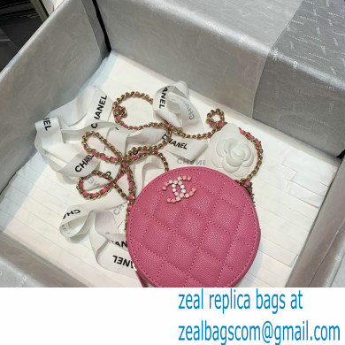 Chanel Grained Calfskin Round Clutch with Chain Bag AP2034 Dark Pink 2021 - Click Image to Close