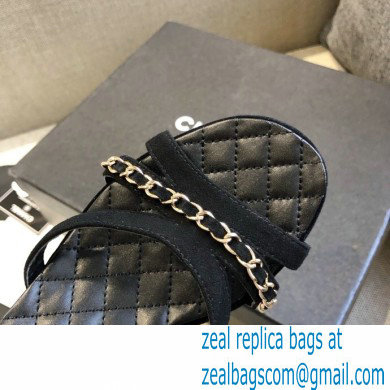 Chanel Heel 5cm Chain Sandals Suede Black 2021