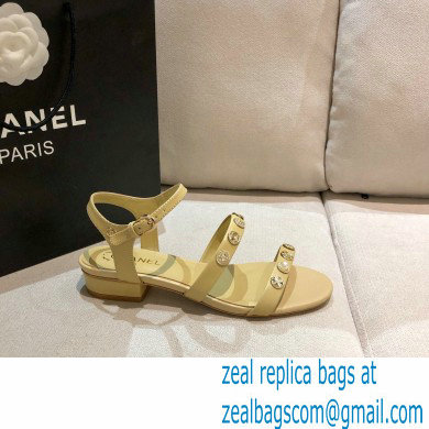 Chanel Jewelry Sandals G37212 Leather Beige 2021 - Click Image to Close