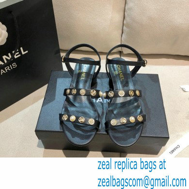 Chanel Jewelry Sandals G37212 Leather Black/Gold 2021
