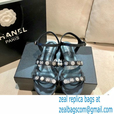 Chanel Jewelry Sandals G37212 Leather Black/Silver 2021