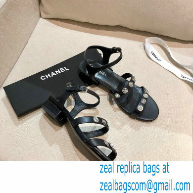 Chanel Jewelry Sandals G37212 Leather Black/Silver 2021 - Click Image to Close