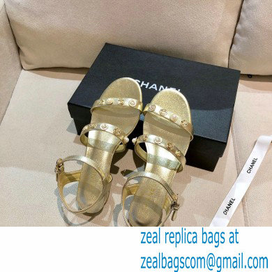 Chanel Jewelry Sandals G37212 Leather Gold 2021 - Click Image to Close