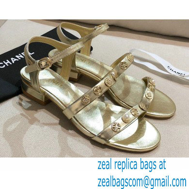 Chanel Jewelry Sandals G37212 Leather Gold 2021 - Click Image to Close