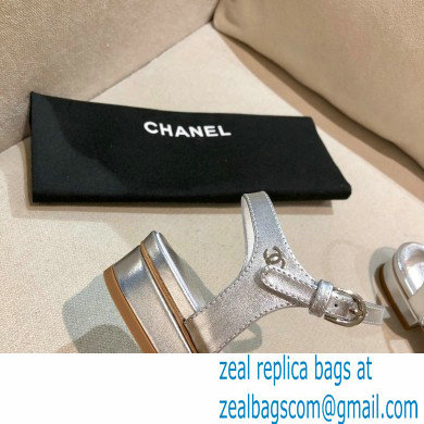 Chanel Jewelry Sandals G37212 Leather Silver 2021
