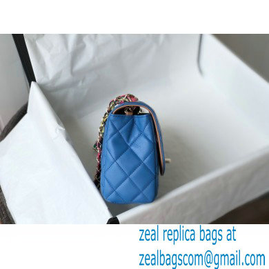 Chanel Lambskin Mixed Fibers Flap Bag AS2411 Blue 2021 - Click Image to Close