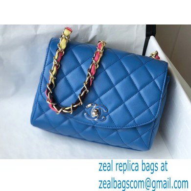 Chanel Lambskin Mixed Fibers Flap Bag AS2411 Blue 2021 - Click Image to Close