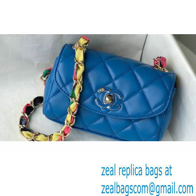 Chanel Lambskin Mixed Fibers Small Flap Bag AS2369 Blue 2021