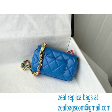 Chanel Lambskin Mixed Fibers Small Flap Bag AS2369 Blue 2021 - Click Image to Close