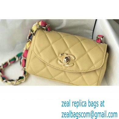 Chanel Lambskin Mixed Fibers Small Flap Bag AS2369 Yellow 2021 - Click Image to Close