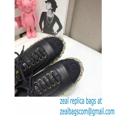 Chanel Lambskin and Grosgrain Lace-Ups G37144 Black 2021 - Click Image to Close