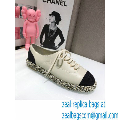 Chanel Lambskin and Grosgrain Lace-Ups G37144 White 2021 - Click Image to Close