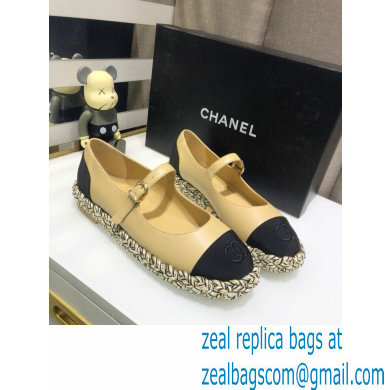 Chanel Lambskin and Grosgrain Mary Janes G37142 Beige 2021 - Click Image to Close