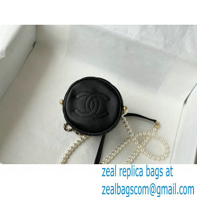 Chanel Pearl Chain Mini Drawstring Bucket Bag AS2529 Black 2021 - Click Image to Close