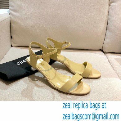 Chanel Pearl Heel Sandals Leather Beige 2021