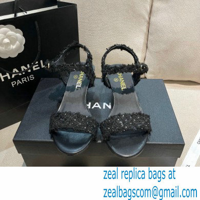 Chanel Pearl Heel Sandals Tweed 01 2021 - Click Image to Close
