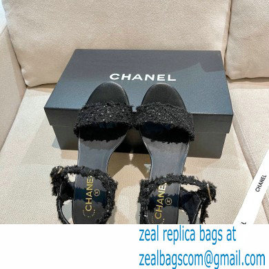 Chanel Pearl Heel Sandals Tweed 01 2021