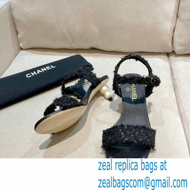 Chanel Pearl Heel Sandals Tweed 01 2021 - Click Image to Close