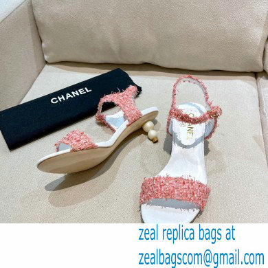 Chanel Pearl Heel Sandals Tweed 02 2021