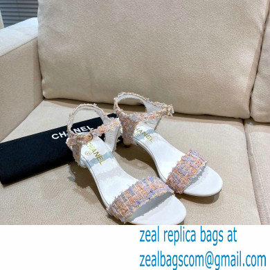 Chanel Pearl Heel Sandals Tweed 04 2021 - Click Image to Close