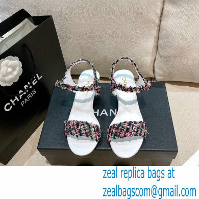 Chanel Pearl Heel Sandals Tweed 06 2021