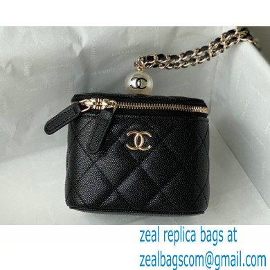 Chanel Pearls Iridescent Grained Calfskin Small Vanity Case with Chain Bag AP2161 Black 2021