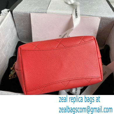 Chanel Resin Chain Lambskin Drawstring Bucket Bag AS2381 Red 2021