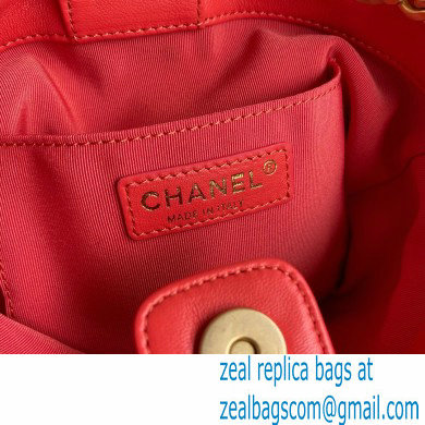 Chanel Resin Chain Lambskin Drawstring Bucket Bag AS2381 Red 2021