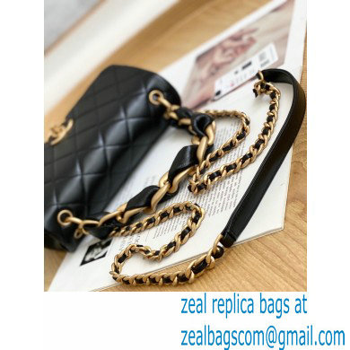 Chanel Shiny Lambskin Entwined Chain Flap Bag AS2388 Black 2021