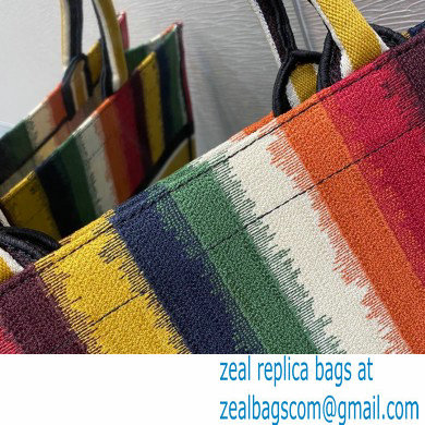 Dior Book Tote Bag in Multicolor D-Stripes Embroidery 2021