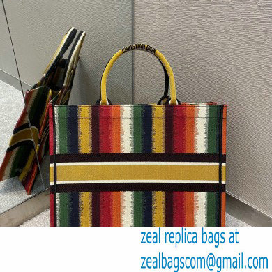 Dior Book Tote Bag in Multicolor D-Stripes Embroidery 2021 - Click Image to Close