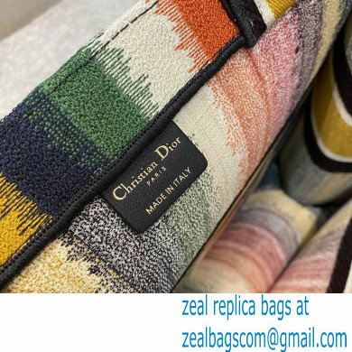 Dior Book Tote Bag in Multicolor D-Stripes Embroidery 2021