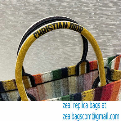 Dior Book Tote Bag in Multicolor D-Stripes Embroidery 2021