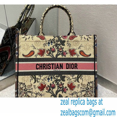Dior Book Tote Bag in Multicolor Flowers Embroidery 2021