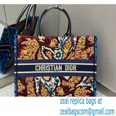 Dior Book Tote Bag in Multicolor Paisley Embroidery Blue 2021