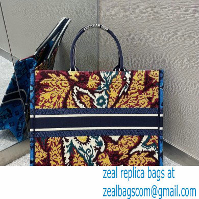 Dior Book Tote Bag in Multicolor Paisley Embroidery Blue 2021