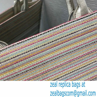 Dior Book Tote Bag in Multicolor Stripes Embroidery 2021