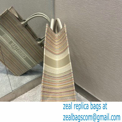 Dior Book Tote Bag in Multicolor Stripes Embroidery 2021