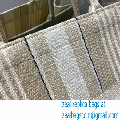 Dior Book Tote Bag in Stripes Embroidery Beige 2021 - Click Image to Close