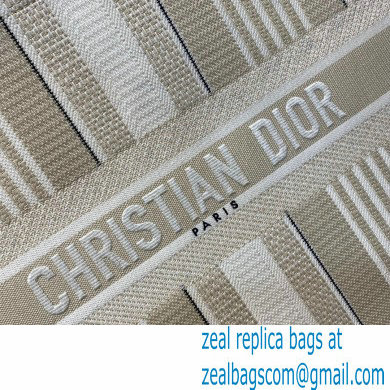 Dior Book Tote Bag in Stripes Embroidery Beige 2021