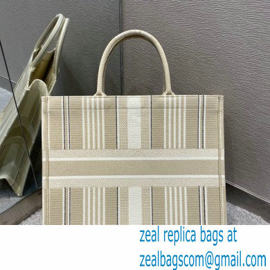 Dior Book Tote Bag in Stripes Embroidery Beige 2021 - Click Image to Close