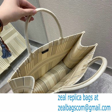 Dior Book Tote Bag in Stripes Embroidery Beige 2021