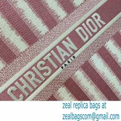 Dior Book Tote Bag in Stripes Embroidery Pink 2021 - Click Image to Close