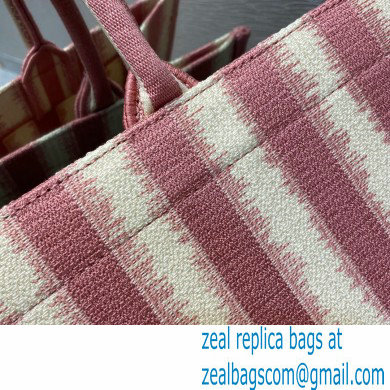 Dior Book Tote Bag in Stripes Embroidery Pink 2021 - Click Image to Close