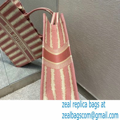 Dior Book Tote Bag in Stripes Embroidery Pink 2021 - Click Image to Close