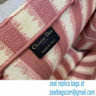 Dior Book Tote Bag in Stripes Embroidery Pink 2021