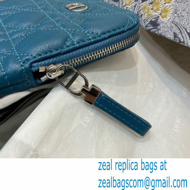Dior Caro Multifunctional Pouch Bag in Cannage Supple Calfskin Deep Ocean Blue 2021