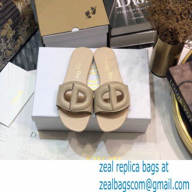 Dior D-Club Flat Slides Mules in Calfskin Beige 2021 - Click Image to Close