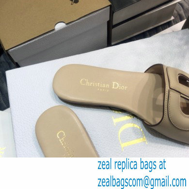 Dior D-Club Flat Slides Mules in Calfskin Beige 2021