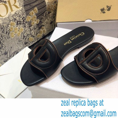 Dior D-Club Flat Slides Mules in Calfskin Black 2021 - Click Image to Close